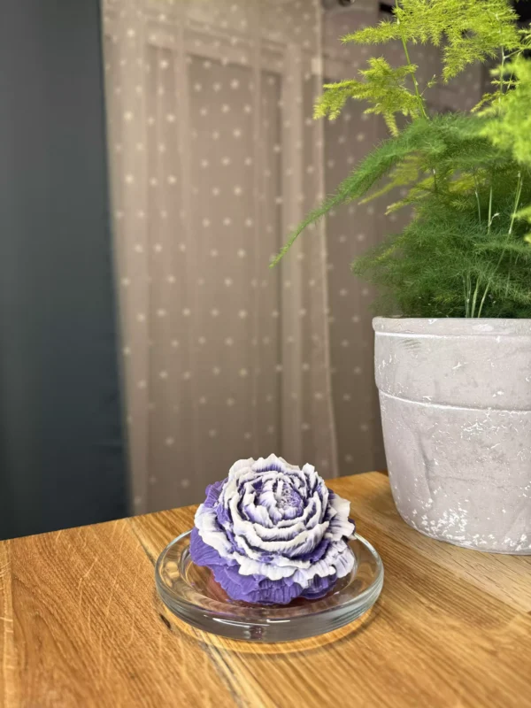 Bougie Pivoine Violette Parfum Fleur de Coton – Image 3