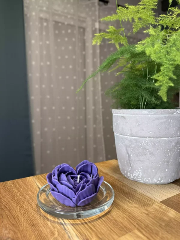 Bougie Coeur Violet Parfum Fleur de Coton – Image 2