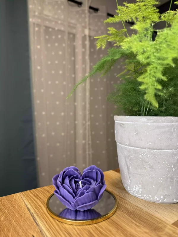 Bougie Coeur Violet Parfum Fleur de Coton – Image 3